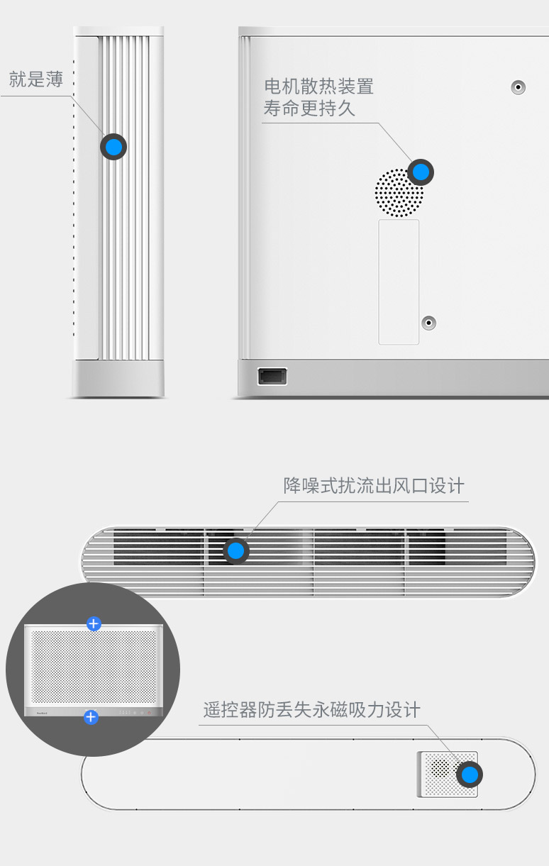 菲尔博德超薄壁挂净化器-全方位角度展示2